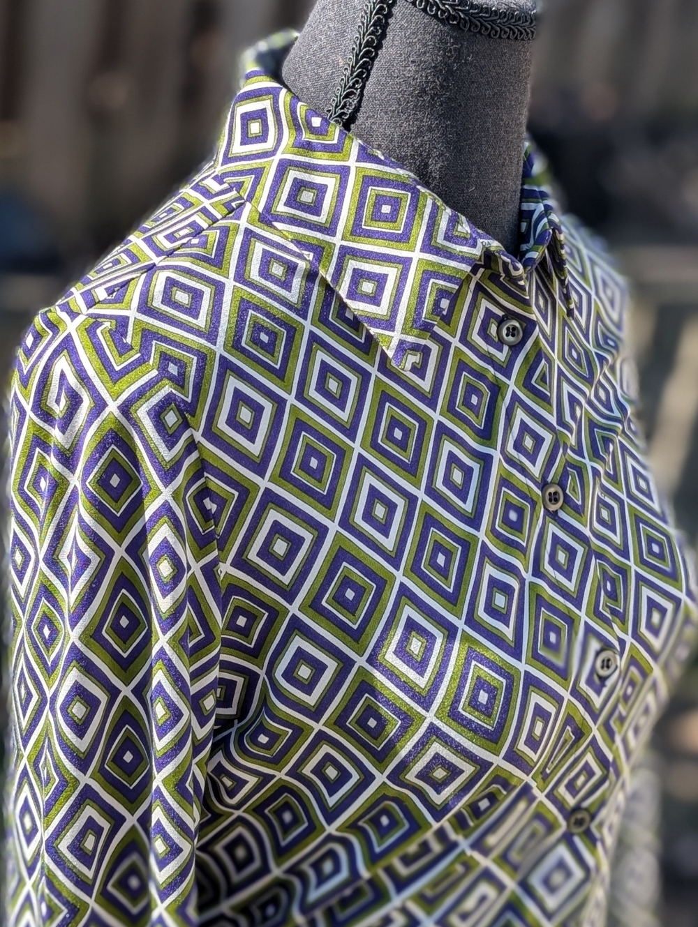 PRADA Silk Blend Slinky Stretchy Blouse Size 42 Purple Green Made In Italy